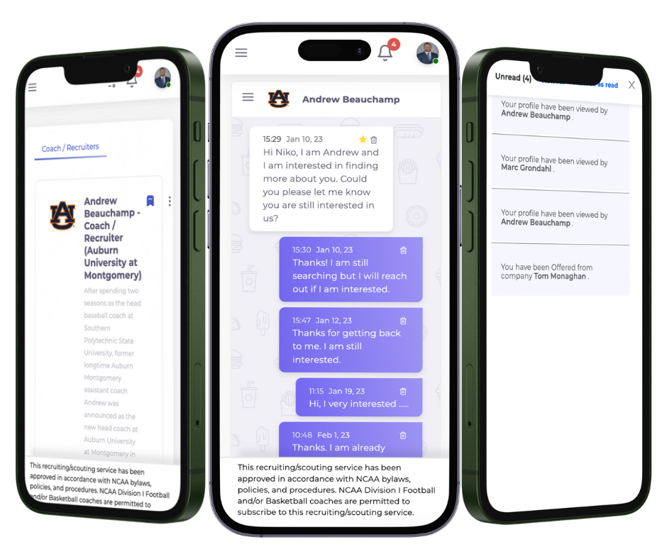 Cell Phones with the PAC-Hub Messaging Feature Pulled Up