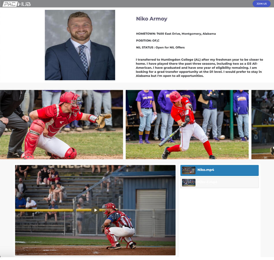 PAC-HUB Player Profile Page - Video